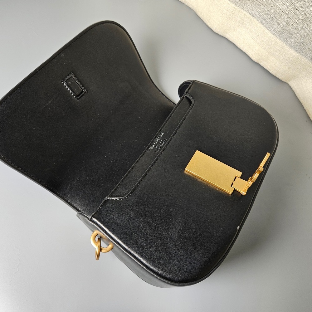 Yves Saint Laurent Black Crossbody Bag with Gold Logo - Picture 5 of 8